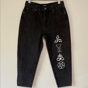 Disturbia Black Jeans with White Symbols Size 32